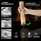 Secura Electric Wine Opener, Automatic Bottle Corkscrew Opener with Foil Cutter, Rechargeable (Champagne Gold)