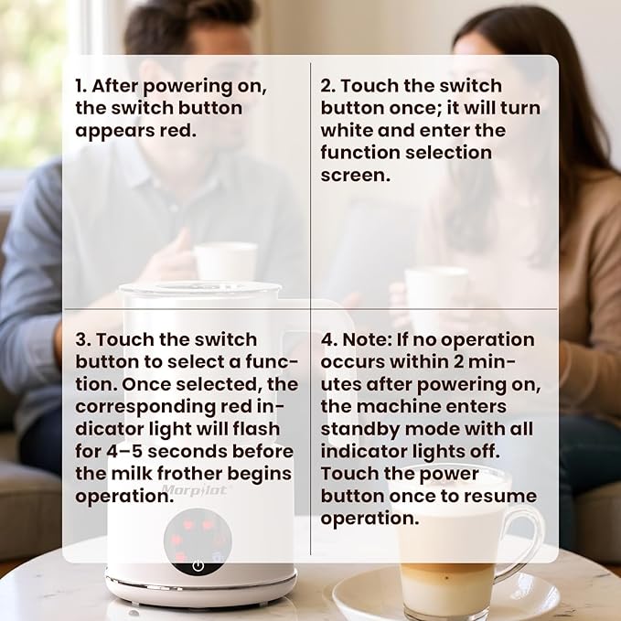 Large Electric Milk Frother and Steamer, 16.9oz/500ml Milk Steamer and Frother for Latte or Hot Chocolate, Dishwasher Safe, BPA Free, 6 Functions, Enjoy Perfect Milk Froth in 2 Min (White-Glass)