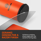 TUMBLER Pro Rolling Knife Sharpener™ - Knife Sharpening Made Easy - Ultimate Gift for Father's Day - Kit with Removable Disc System - 4-Layer Diamond Sharpening Disc & EdgeBoost Ceramic Disc (Orange)