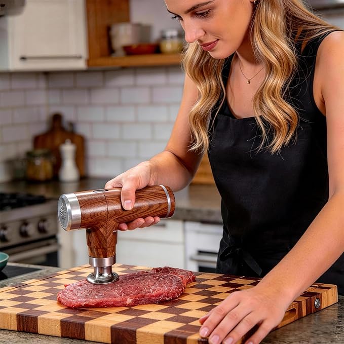 Electric Meat Tenderizer Tool,Cordless Meat Tenderizer Machine with 2 Stainless Steel Meat Mallet,Kitchen Essentials For Tenderizing Steak/Beef/Chicken Chops (brown) (N-09)
