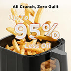 Fullwill 6QT Air Fryer with Viewing Window,12-in-1 Multi-Function Air Fry,Roast,Bake, Dehydrate, Fries,Nonstick and Dishwasher-Safe Basket,Family&friends Party,Max 400℉ Crisping 1700W,Gray