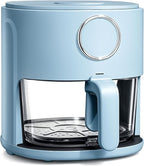 COOK WITH COLOR Colorful 1200W 4Qt Air Fryer: Glass Basket, Dishwasher Safe, 60min Timer, 6 Presets, Temp Control 175F-400F, 4 QT, Slate Blue