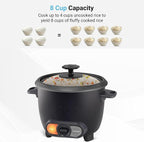 Courant Rice Cooker 8-Cup (Cooked), Removable Non-Stick Bowl, One Touch Rice Cooker, Black