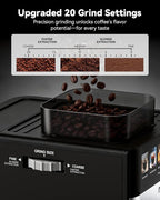 Espresso Machine with Grinder,20Bar Compact Espresso Maker with Steam Milk Frother,Coffee Maker for Home - Cappuccino Latte & Cold Brew Iced Coffee Maker & Americano, Gift for Women or Men