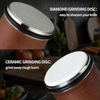Rolling Knife Sharpener, Rolling Knife Sharpening Kit, Kitchen Knives Sharpener with Diamond and Ceramic for Steel of Chef Blade, Knives Sharpening Tool with 15 & 20 Degree Magnetic Angle, Walnut