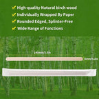MFJUNS 1000pcs Individually Wrapped Coffee Stirrers Wood - 5.5" Coffee Stir Sticks, Round End Disposable coffee stirrer, For Coffee, Cocktail and Hot Drinks