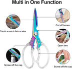 CGBE Kitchen Scissors, Multi-Purpose Kitchen Shears, Heavy Duty Food Scissors for Chicken, Poultry, Fish, Meat & Herbs with Non-Slip Grips (Transparent Colorful)