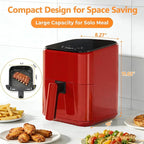 Simple Deluxe 8-in-1 Air Fryer 3 Qt, Digital Preset Airfryer with Overheat Protection and Auto Shut-Off, Nonstick and Dishwasher-Safe Basket for Fries, Bake, Roast, 60-Min Timer, Max 400°F, 800W, Red