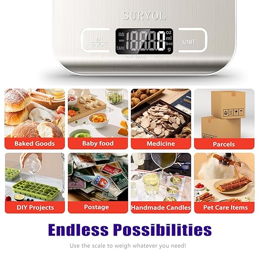 Food Kitchen Scale High-Precision Digital Scale Accurate Weighing for Baking & Cooking Enthusiasts(Silvery & Grayish Green)
