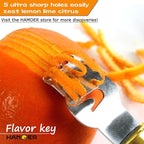 Lemon Zester Tool with Channel Knife Citrus Twist Making Tool Ergonomic Curved Handle Gold-Black
