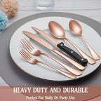 36 Pcs Rose Gold Silverware Set with Steak Knives Service for 6,Stainless Steel Flatware Set,Mirror Polished Cutlery Utensil Set, Kitchen Eating Tableware,Include Fork Knife Spoon Set,Dishwasher Safe