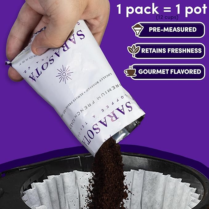 Coffee Packets – Dark Roast Ground, European French Roast | 1.75oz Bulk Pre-Measured Coffee Packs for 12-Cup Drip Makers, Commercial Fractional Bags | 100-Count