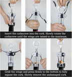 KORCCI Wine Opener, Heavy-Duty Zinc Alloy Wing Corkscrew, Premium Beer Bottle Opener, Multifunctional Wine Accessories with Ergonomic Handle and Sharp Screw, for Kitchen, Bar, Restaurant (BOX)
