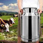 304 Stainless Steel Milk Can Large 12L-60L Capacity Milk Bucket Ice Buckets Bar Tools Wine Pail Bucket Milk Can Tote Jug with Sealed Lid Heavy Duty for Milk and Wine Liquid Storage (40L)
