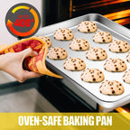 Terlulu Baking Sheet, Cookie Sheet, Stainless Steel Baking Pan, 2 Piece-16''x 12'' x 1'', Sheet Pan for Oven, Jelly Roll Pan, Baking Tray for Baking&Roasting, Nonstick&Nontoxic&Easy Clean