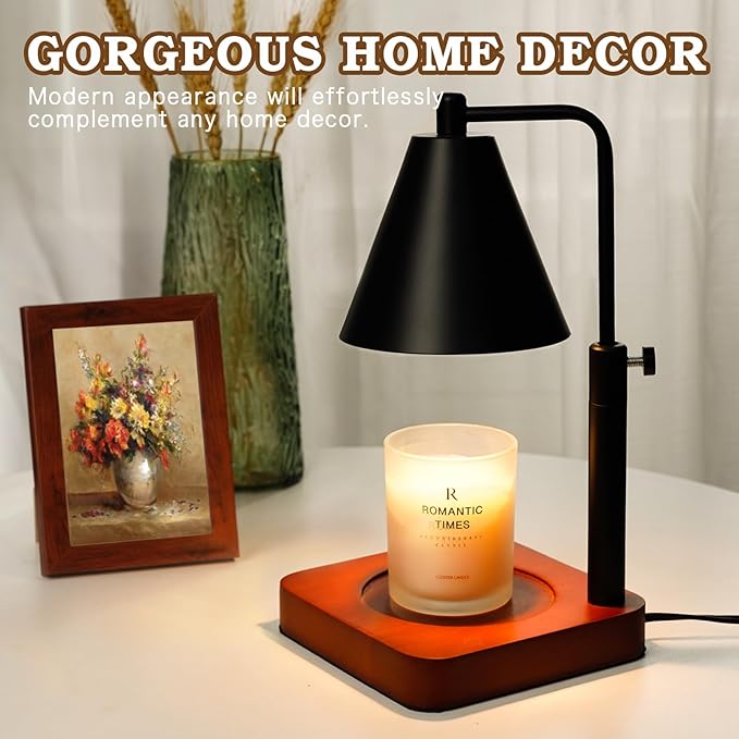 Modern Candle Warmer Lamp with Timer, Black Candle Lamp Warmer for Jar Candles, Birthday Gifts for Men, Dad, Women, Mom, Adjustable Metal Candle Lamp Dimmable, Vintage Home Decor