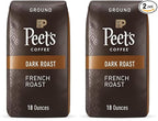 Peet's Coffee Dark Roast Ground Coffee | French Roast | 36 Ounces | 2 Bags
