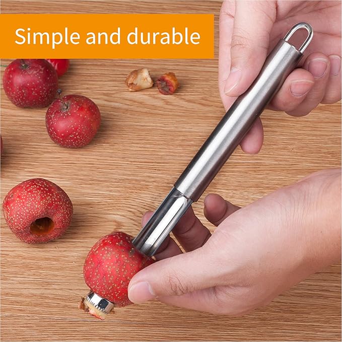 6 Pieces Corer and Pitter Fruit & Vegetable Multi-Function Stainless Corer and Pitter Remover Set for Apple, Pear, Cherry, Jujube, Red Dates, Berry, Chili