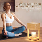 Candle Warmer Lamp Wood with Timer, Dimmable Electric Candle Lamp Warmer for Jar Candles, 2 * 35 Watt Bulb, Birthday Gifts for Mom, Decorative Wooden Candle Lamp for Bedroom Home Decor