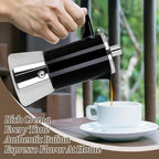 4 Cup Thickened Moka Pot 304 Stainless Steel 200ml Italian Espresso Coffee Maker Stovetop CoffeeMakers Mocha Pot Percolator for Induction Stove Classic Cafe Makers Portable for Easy Brewing