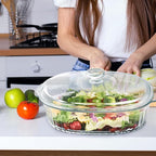 Luvan 2.8L/3Qt Glass Casserole Dish with Lid, Ribbed Oval Glass Baking Dish for Oven & Microwave, Clear Lead-Free Covered Casserole Cookware, Versatile Deep Glasses Food Container for Baking, Cooking