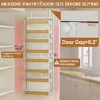POKIPO 8 Tier Over The Door Pantry Organizer, 2 IN 1 Wall Mount or Hanging Spice Rack Seasoning Shelves with Adjustable Basket, Back of Door Organizer and Storage for Kitchen Cabinet and Room Closet