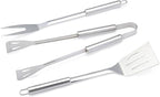 Amazon Basics 4-Piece Stainless Steel BBQ Grilling Tool Set with Carry Bag, Rust-Resistant, Dishwasher Safe