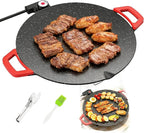 Non-Stick Electric Indoor Grill Pan, Large Round Electric Griddle & Smokeless Korean BBQ Grill Indoor - fast heating, portable, for burgers, pancakes & stovetop use (Large)