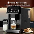 Kndko Fully Automatic Coffee Machine, 20 Bar Automatic Espresso Machine, Coffee Maker with Grinder for 15 Settings, Auto Self-Cleaning, Touch Control for Cappuccino & Latte, Removable Water Tank
