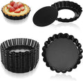 16 Pack Mini Tart Pan 4 Inch with Removable Bottom, Nonstick Round Mini Quiche Pans Mold Heavy Duty Fluted Side for Pies, Mousse Cakes, Dessert Baking