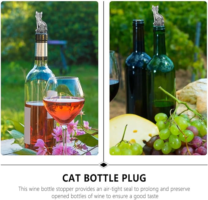 Hemobllo Wine Stoppers, Funny and Reusable Silicone Bottle Stopper, Decorative Cat Design Reusable Sealer Preserver Accessory for Fancy Decors Wine Tools Holiday
