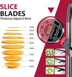 Masthome Adjustable Mandoline Food Slicer, Mandoline Slicer for Kitchen, Stainless Steel Mandolin, Fruit and Vegetable Cutter with Cut-Resistant Gloves and Cleaning Brush-Red