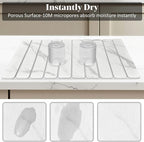 Large Stone Dish Drying Mats for Kitchen Counter, 24"(L)×16"(W) Marble-Pattern, Fast Drying Collapsible Dish Drying Mat, Eco-Friendly Absorbent Diatomaceous Earth Mats for Tableware, Match Countertop