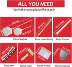 7PCS Pizza Oven Accessories Kit – Premium Pizza Making Tools Set for Home & Outdoor Ovens – Includes Pizza Peel, Oven Brush, Bubble Popper Turner, Rocker Cutter, Dough Roller & Scraper