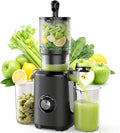 NEWBULIG Cold Press Juicer Machines, Masticating Juicer with High Juice Yield, Reverse Function, Stops Oxidation and Easy to Clean for Vegetables & Fruits, Black