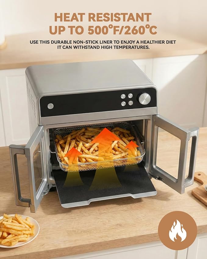 5-Pack Oven Liners for Ninja French Door Premier Air Fry Oven 20.3 Qt Capacity FO101, 12"x 12" Non-Stick Teflon Oven Protectors Mats, BPA & PFOA Free, Reusable for Bottom of Convection Toaster Oven