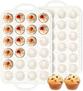 FUNBAKY Silicone Mini Muffin Pan, Metal Reinforced Frame 24 Cups Nonstick Mini Cupcake Pans with Handles Easy to Move for Baking Muffin, Cupcake, Egg Bites Oven Safe, Silicone Molds 2 Pack Confetti
