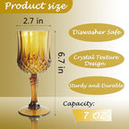 Plastic Wine Glasses, Plastic Goblets Vintage Style Cordial Unbreakable Drinking Glasses, Reusable Drinkware for Wedding Reception, Grand Event Party Supplies (48, Amber)