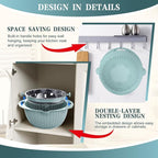 4-1 Colander with Bowl Set - Strainers for Kitchen(Patented), Food Strainers and Colanders, Pasta Strainer with New Upgraded Graters for Fruit, Veggie Washing, Aesthetic Cooking Present - Blue