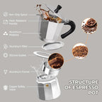 Aluminum 12 Cup 600ml Moka Pot Express Coffee Maker Stovetop Espresso Percolator Coffeemaker Italian Classic Style Brewing Greca Cafe Mocha Machine for Cafeteras Lover Camping Travel and Home Use 20oz