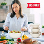 Bakken Master 12 Piece Plastic Nesting Bowls with Lids - Mixing Bowls Set includes 6 Prep Bowls and 6 Lids, BPA-Free, Reusable Meal Prep Containers, Microwave, Freezer & Dishwasher Safe, White Cream