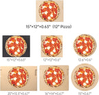 Pizza Stone Set, 15"x12" Rectangular Pizza Stone for Oven Grill BBQ with Wooden Pizza Peel & Oven Mitts, Cordierite Baking Stone for Bread, Unique Built-in 4 Handles Cooking Stone