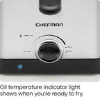 Chefman Fry Guy, The Most Compact & Convenient To Deep Fry Comfort Food, Restaurant-Style Basket With A 1.6-Quart Capacity, Easy-View Window & Adjustable Temp Control, Stainless - 1.5 Liter