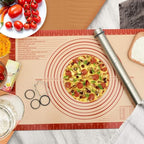 Extra Thick Silicone Pastry Mat Large for NonStick Silicone Baking Mat with Measurement，for Kneading, Fondant/Counter Pad, Dough Rolling, Silicon Cookie Sheet, Pie Crust Bake(16×24, Red)