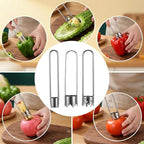 3 PCS Red Bell Pepper Seed Corer Fruit and Vegetable Corer Tool Stainless Steel Practical Kitchen Gadgets Universal Multifunctional Core Remover for Pepper Apple Pineapple Pear Easy Clean