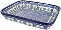 Blue Rose Polish Pottery - Blue Charleston Small Rectangular Baker - 10.25" x 8" - Unique, Dishwasher Safe, & Durable Bakeware