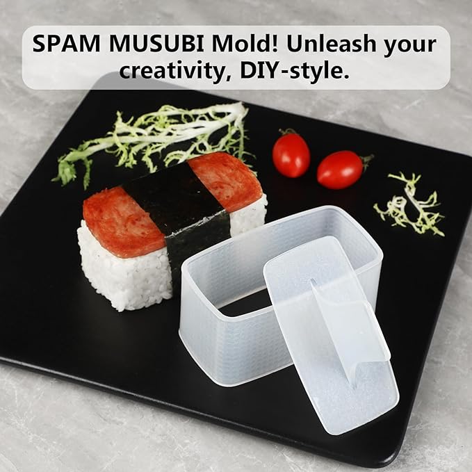 Musubi Mold Kit Musubi Maker Press 2 Pack with Luncheon Meat Slicer and Rice Paddle - Create Authentic Hawaiian Musubi at Home Non-Stick (Metal Slicer)