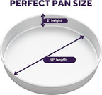 Wilton 12 in. Round Cake Pan, 2 in. Deep Aluminum Bakeware for Cakes, Rust-Resistant, Even Heating, Professional Quality, Packaging May Vary