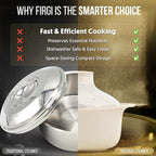 48oz Platinum Silicone 3 Compartmented Microwave Steamer Pot with Handle & Lid - Korean 100% Food-Grade Steamer Bowl, Heat-Resistant Cooker with Steam Holes, Easy Clean, Dishwasher Safe, Ivory
