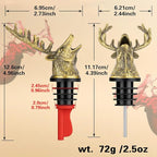 LKKCHER Deer Head Wine Bottle Pourer and Stopper Birthday Gifts Hunting Gifts for Hunters Men Dad Liquor Bottle Pourers Spout for Alcohol Spirits, Stag Gifts Wine Gifts, Bronze